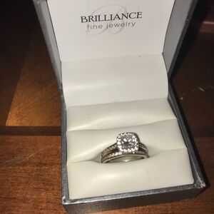 Silver Ring with Diamond Accents